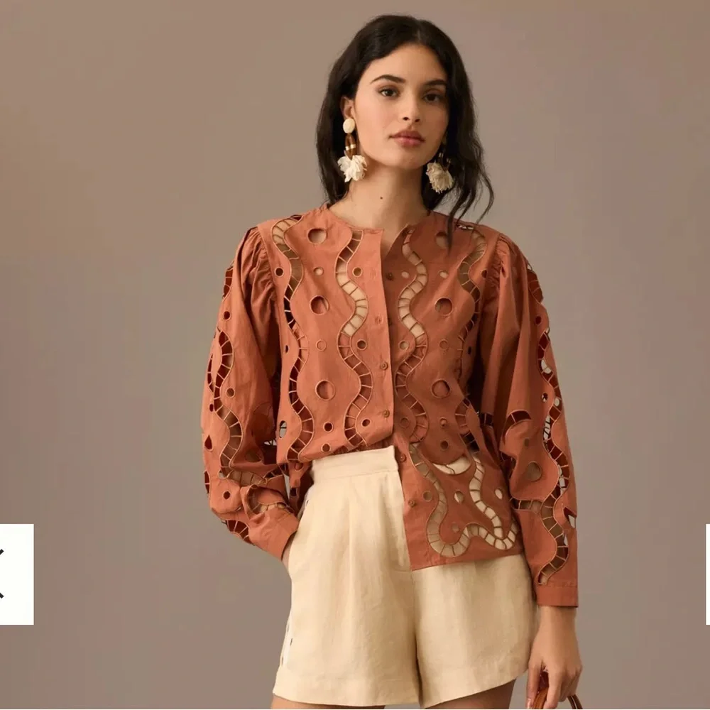 NWOT Anthro - Joie | Terracotta Lace Blouse